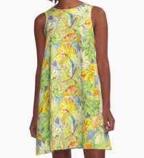 White waterlily Original watercolour painting A-Line Dress