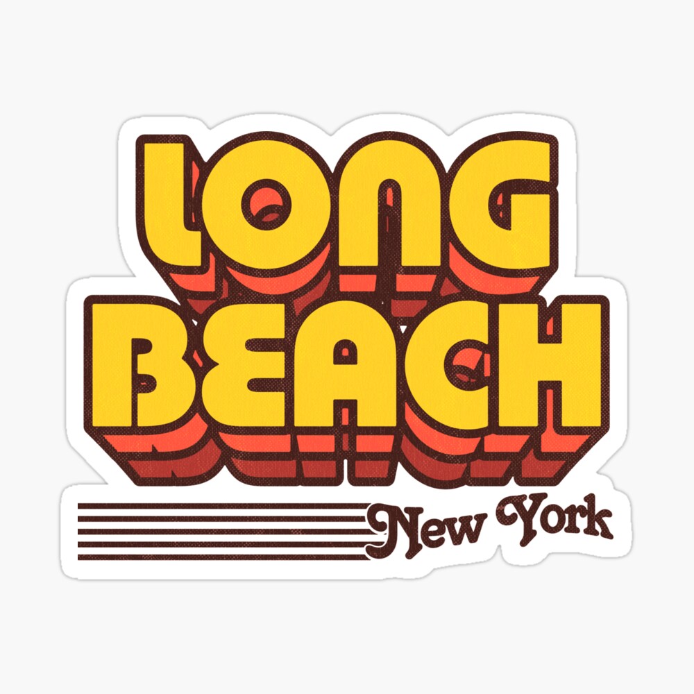 Long Beach, New York | Retro Stripes Sticker