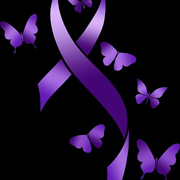 Purple Awareness Ribbon with Butterflies by Alondra, Redbubble