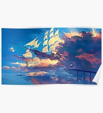 Anime Landscape | Flying Ships Poster