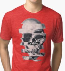 Glitch Skull Mono Tri-blend T-Shirt