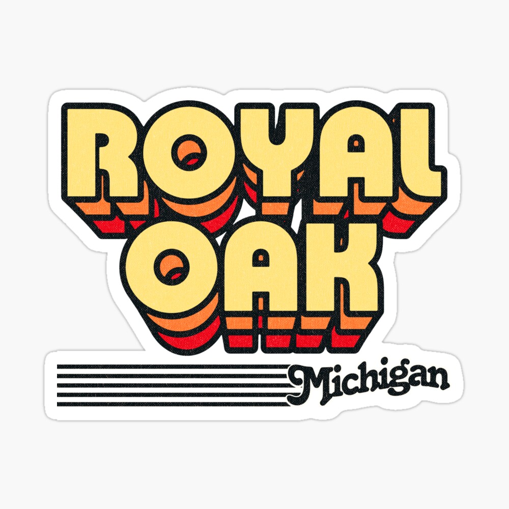 Royal Oak, Michigan | Retro Stripes Sticker