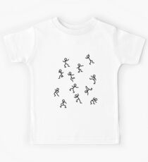Dancing stick figures dance a wild dance Kids Tee