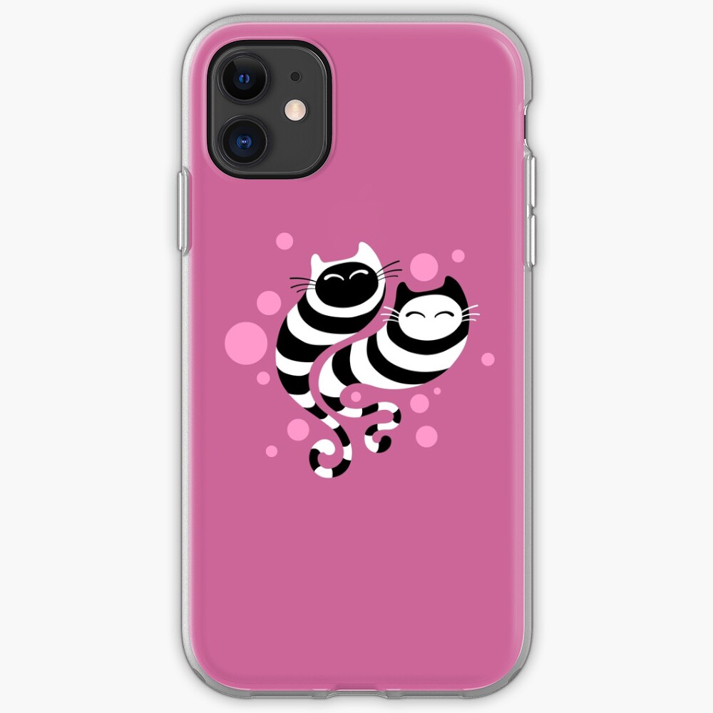 Striped ghost cats Pink iPhone Case & Cover