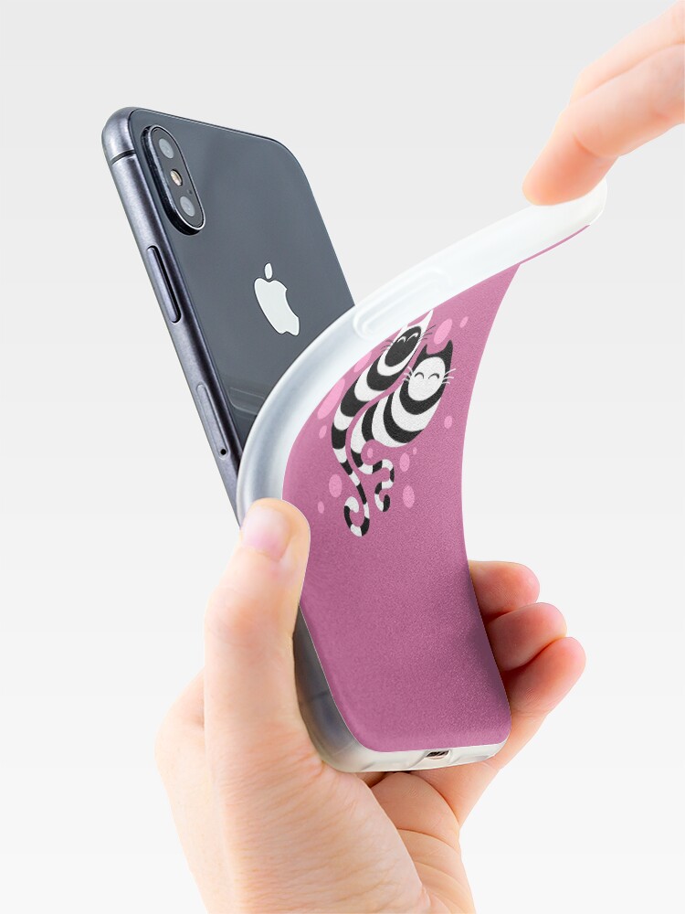 Alternate view of Striped ghost cats Pink iPhone Case & Cover