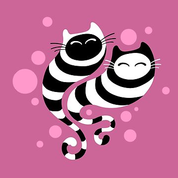 Artwork thumbnail, Striped ghost cats Pink by Kameeri