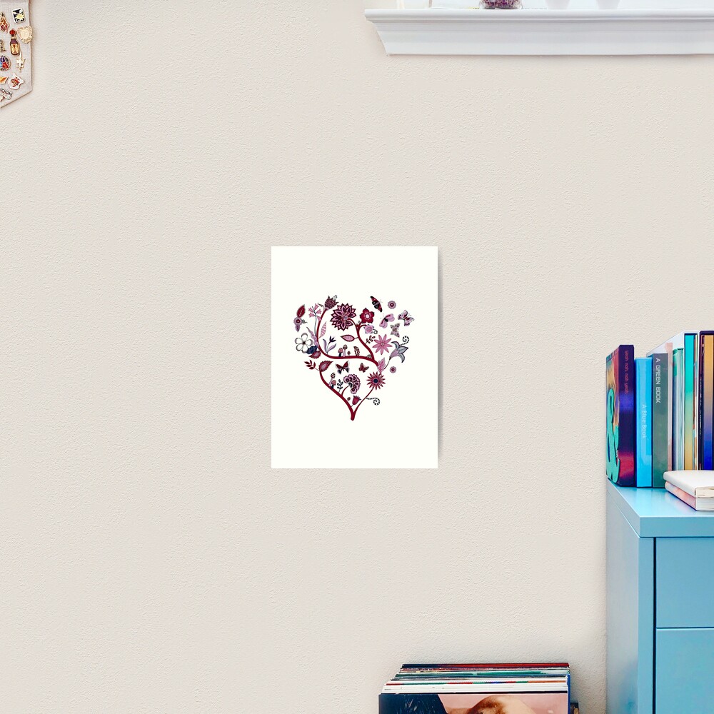 Fantasy Indian Floral - elegant, romantic pattern by Cecca Designs Art Print