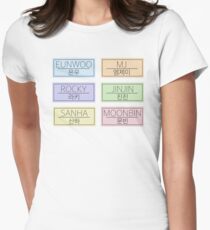 Astro Kpop Names Stickers Women's Fitted T-Shirt