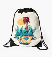 Potted house with plants Drawstring Bag