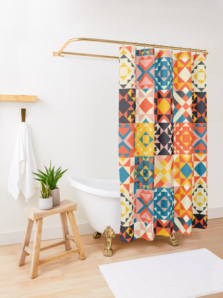 Alternate view of maroccan tile mosaic pattern no2 Shower Curtain