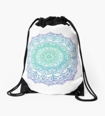 Sea coloured Mandala Drawstring Bag