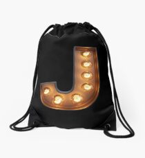J Initial Neon Light Drawstring Bag
