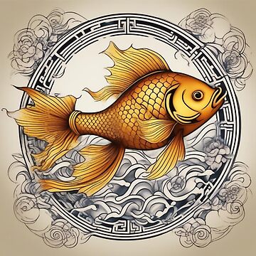Feng shui golden fish tattoos design  Sticker for Sale by AngelsCompany