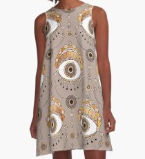 Gold Eyes Pattern A-Line Dress