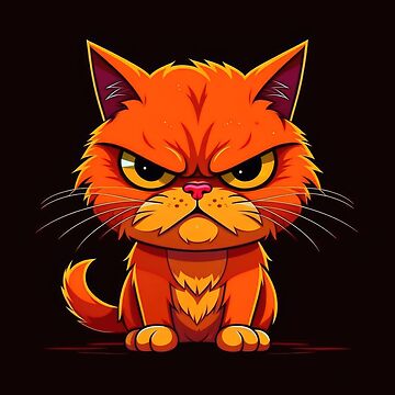 Watercolor illustration of an angry ginger cat. A kitten with