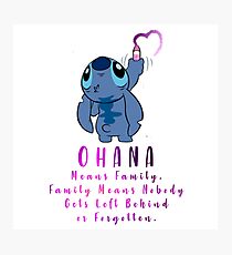 Lilo and Stitch Ohana Photographic Print