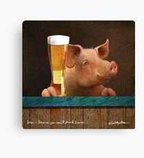 Lienzo Will Bullas / impresión de arte / cerveza ... porque no puedes beber tocino ... / humor / animales