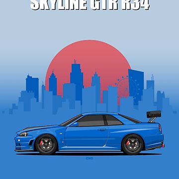 "Skyline GTR R34" Poster for Sale by ElseWorldDesign | Redbubble