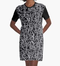 Call Me By Your Name Elios Shirt Faces in White Outlines on Black CMBYN Graphic T-Shirt Dress