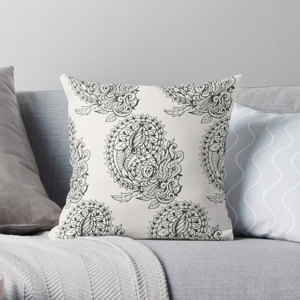 Paisley Print Throw Pillow By Lamarmarina Redbubble