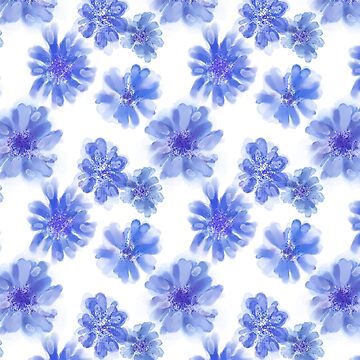 Artwork thumbnail, Completely Cornflowers: Blue Floral Watercolour Pattern by ClareWalkerArt