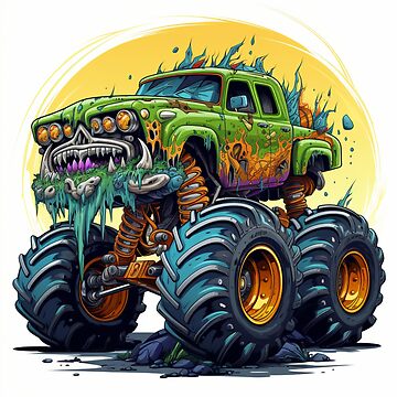 Cute blue monster truck cartoon illustration stainless steel water