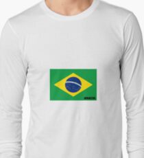 Brazil Flag with Name Long Sleeve T-Shirt