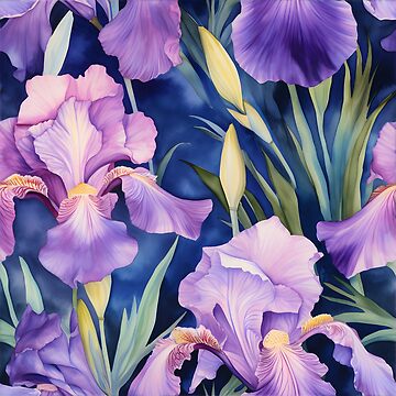 Iridescent Iris Garden: Seamless Floral Elegance | Poster