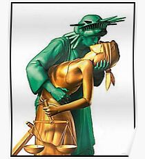 Lady Liberty and Justice Kiss Poster