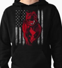 American Bully With American Flag In The Background Pullover Hoodie