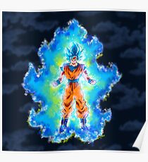 Son Goku transforming SSJ Blue Poster