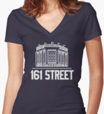 New York Baseball Stadium, Bronx, 161 Street Women's Fitted V-Neck T-Shirt