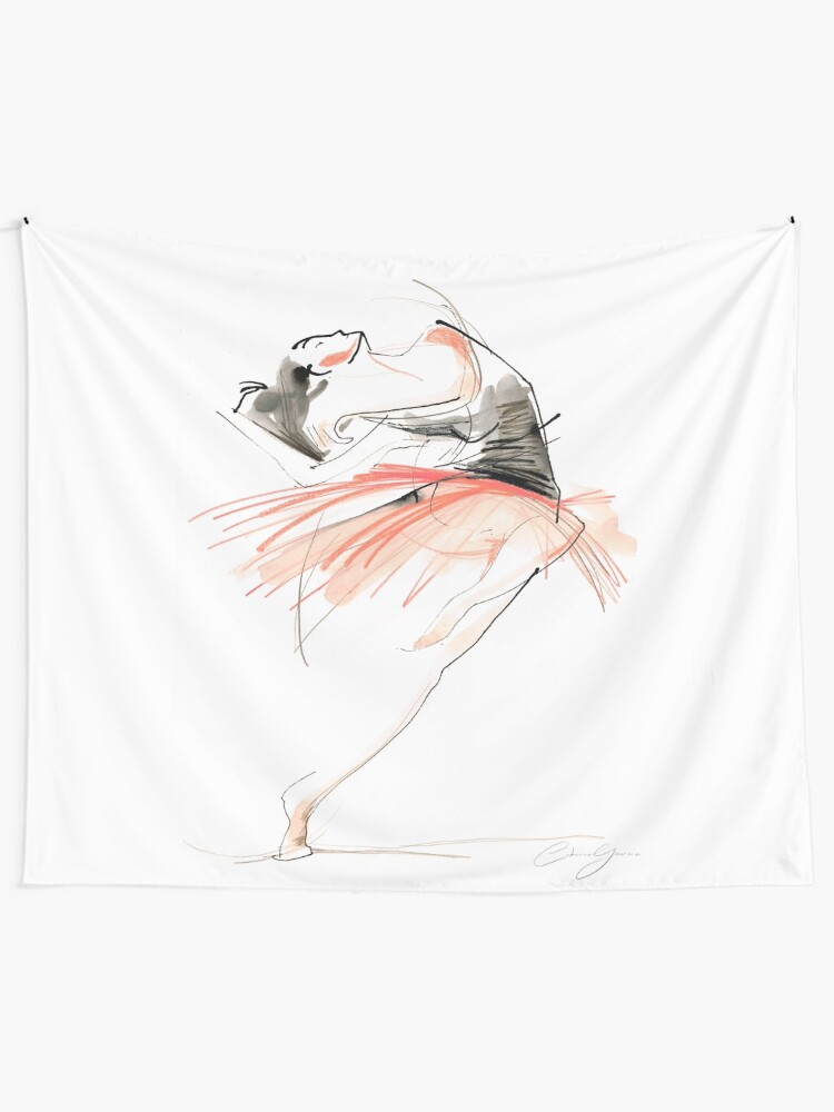Alternate view of Expressive Dance Drawing Tapestry