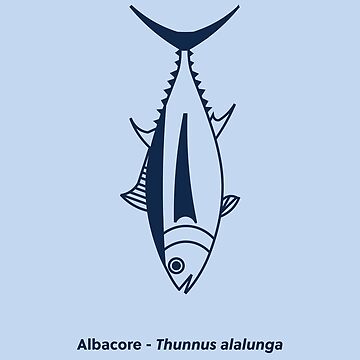 Cute Albacore Tuna Fish in Aegean Blue and White | Sticker