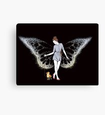 woman butterfly dog Canvas Print