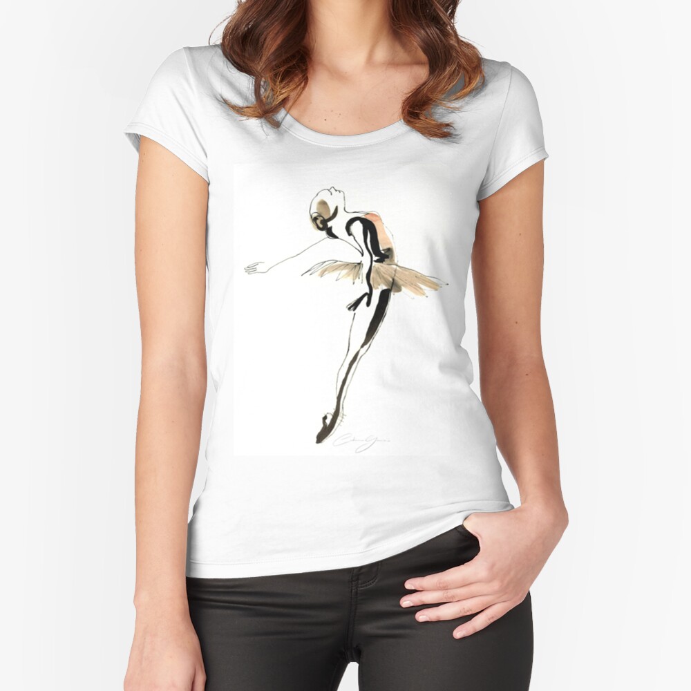Ballet Dance Drawing Fitted Scoop T-Shirt