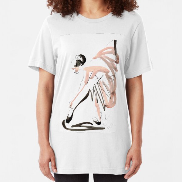 Expressive Watercolor Dance Drawing Slim Fit T-Shirt