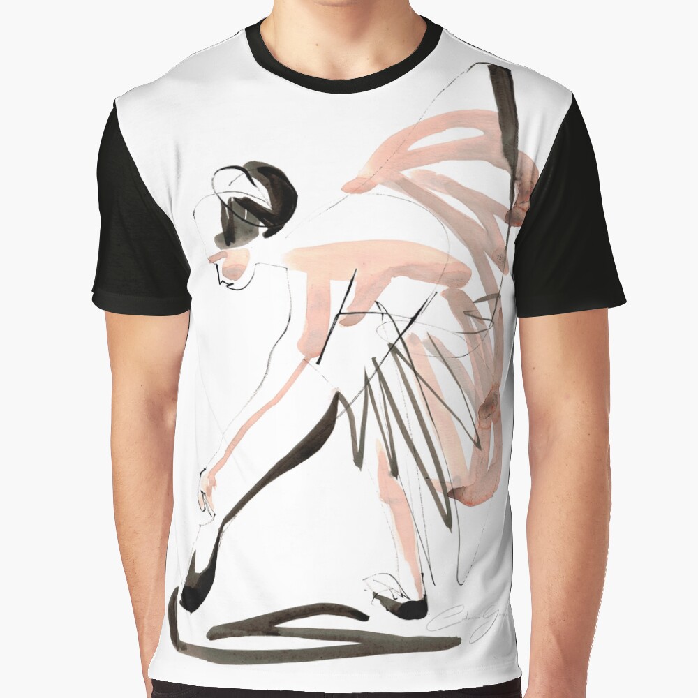 Expressive Watercolor Dance Drawing Graphic T-Shirt