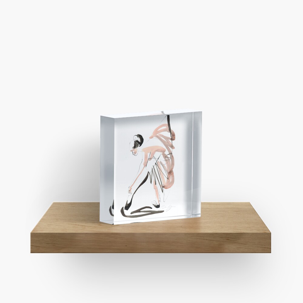 Expressive Watercolor Dance Drawing Acrylic Block