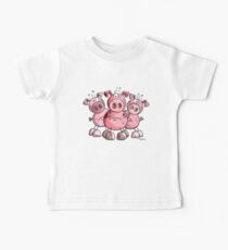 Three Funny Pink Pigs Baby Tee