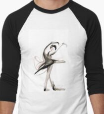 Expressive Watercolor Dance Drawing Men's Baseball ¾ T-Shirt