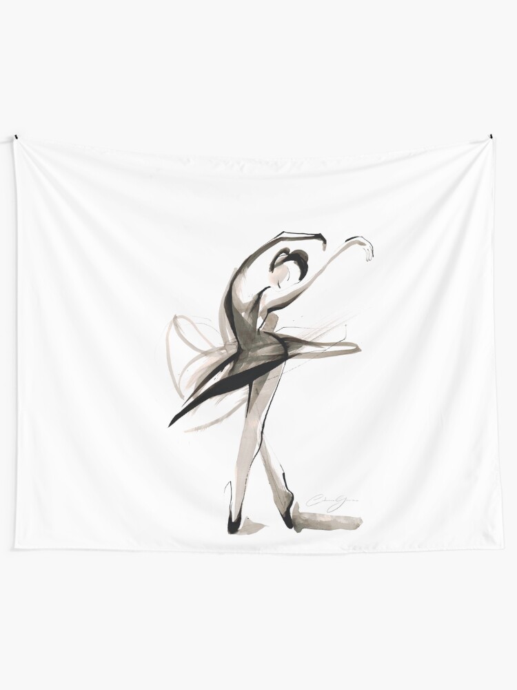 Alternate view of Expressive Watercolor Dance Drawing Tapestry