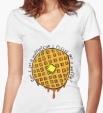 Kann ich bitte eine Waffel bekommen Tailliertes T-Shirt mit V-Ausschnitt