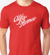Alfa Romeo Logo Script - Classic Distressed look (white) Slim Fit T-Shirt