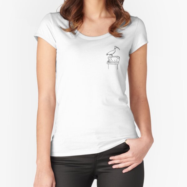 Bin Chicken Line Art Fitted Scoop T-Shirt