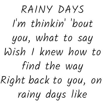 Rainy Days V Lyrics Sticker for Sale by NikitaSD