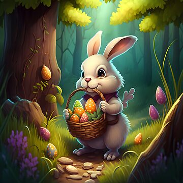La chasse aux œufs de Pâques avec le lapin géant
