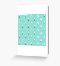 Fat bunny eating noodles pattern Greeting Card