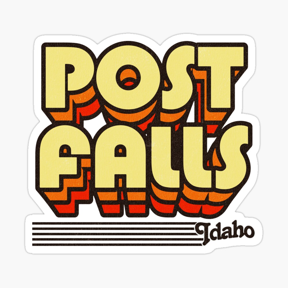 Post Falls, Idaho | Retro Stripes Sticker