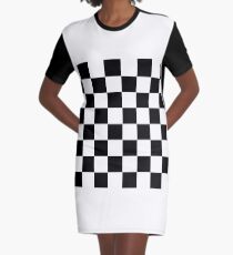 Chess board, chess, board, chessboard, checkerboard, checker, checkers, chequers Graphic T-Shirt Dress
